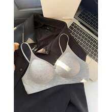 Sujetador Push-Up Redondo Sin Costuras para Mujer, Color Sólido, Cómodo, Transpirable, Lencería, Ropa Interior, Tops Modernos - Champán blanco - Ver 9