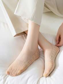 1/5/10双春夏女式学生风时尚亲肤透气波点镂空清凉不闷热船袜 - 彩色 - 查看 5