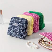 优雅编织化妆包 - 带拉链和隔层的珠宝收纳袋（绿色、蓝色、黄色、粉色） - 單件 - 查看 6