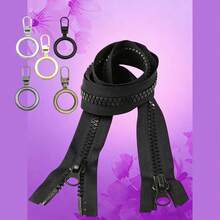 #8 Black Separating Double Pull Zippers, Sturdy Wear-Resistant & Smooth-Glide For Jackets, Coats, Bags, Clothing & DIY Projects, 60-200cm, Includes 5 Replacement Parts - C-Black - View 1