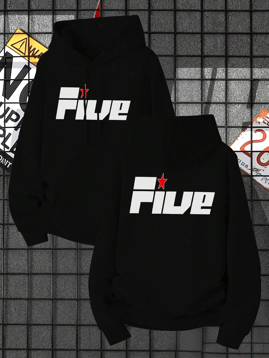 Men'S Minimalist Double-Sided Print Hoodie Cool Hooded With Casual Graphic Design And Kangaroo Pocket Essentials Hoodie Hoodie Women Sweatshirts Women Hoodies Men's Hoodie Sweatshirts Men Essentials Fear - màu đen - Xem 1