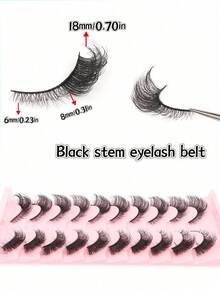10对自然半眼假睫毛，3-5-12毫米混合长度，自然猫眼假睫毛，化妆工具，超长蓬松仿貂毛睫毛，自然长猫眼假睫毛 - 查看 4