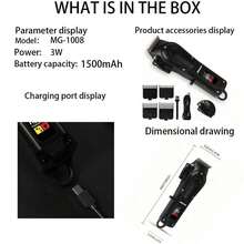 AXH. USB充电式理发器和胡须修剪器套装，无线设计，男士理想礼物 - 黑色 - 查看 8