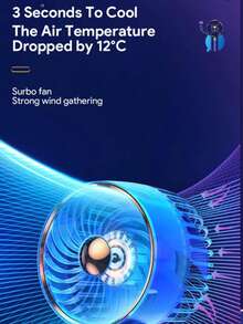 1 pièce Ventilateur portable unisexe, couleur électroplaquée à la mode, avec support, autonomie de 13 heures, ventilateur turbo silencieux, portée de 8 m, 5 vitesses de vent, portable pour l'été, les voyages, la plage, les sports, le bureau, l'école, les fêtes de piscine et l'usage quotidien - Multicolore - Voir 8