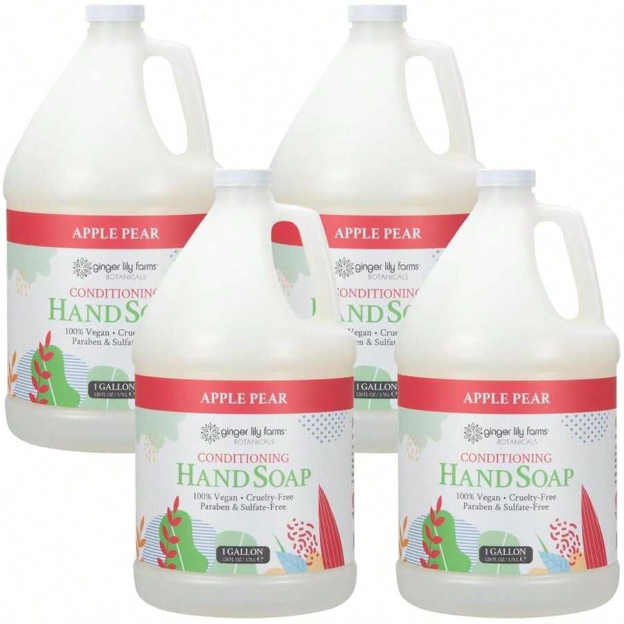 Ginger Lily Farms Botanicals All-Purpose Liquid Hand Soap Refill, 100% Vegan &Amp; Cruelty-Free, Apple Pear Scent, 1 Gallon (Pack Of 4) - ColorA - 查看 1