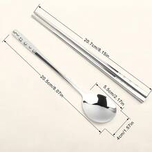 EKOSECRET Questo set portatile di posate in acciaio inossidabile, comprendente un cucchiaio e bacchette, è riutilizzabile e perfetto per picnic e campeggi all'aperto. Questo set di posate minimalista in stile cinese è un regalo ideale per studenti, amici o per l'uso domestico. - Argento - Visualizzare 13