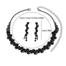 1 Set Women's Jewelry Set Necklace Earrings 3-Piece, Gun Black Rhinestone Material Geometric Pattern Design, Suitable For Wedding, Party, Gala, Valentine's Day Gift, Daily Wear - Black - View 2