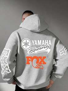 Hoodies With Fox Racing Print, Comfortable, Soft And Breathable Pullovers In Retro And Street Style, Motocore, Fox Racing Motorcycle Hoodies, Fox Racing Clothing, Long-Sleeved Autumn And Winter Hoodies With Drawstring And Double-Sided Print Suitable For Women And Men, Casual Hip-Hop Tops, Racing Enthusiasts, Men's Hoodies - Xám - Xem 2