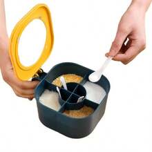 四合一调味盒，大容量防潮调味品容器，适用于家庭厨房 - 彩色 - 查看 2