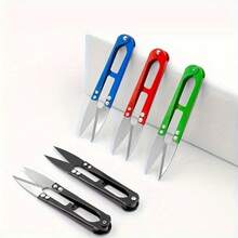 2Pcs Durable U-Shaped Thread Snips, Sharp Carbon Steel Sewing Scissors With Plastic Grip, Precision Nipper For Embroidery & Crafts, Office Essential - Portable - View 11