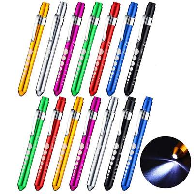 LED Ultra Bright Aluminum Alloy Pen Light, Doctor's Oral Light, Nurse's White Light Household Pen Flashlight, Pupil Light, Oral Light, Ear Light, Ward Light, Pen Light, Battery Free, Available In Seven Colors
