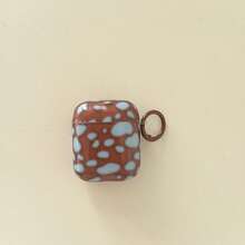 Semi-Transparent Brown & Blue Block + Circular Earphone Case Compatible With Apple Pro 3/Pro 2/ 4/3/2, Fashionable Women Earphone Case, Minimalist Earphone Case, Apple Earphone Case, Apple Earphone Cover - Brown - View 4