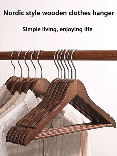 8 قطع، 44.5 سم * 25 سم / 17.51 بوصة * 9.84 بوصة، شماعات مركبة من الخشب والبلاستيك، خطاطيف تعليق المنزلية، رف ملابس، شماعات داعمة للملابس بدون انزلاق، مناسبة للاستخدام المنزلي اليومي، تمنع التجاعيد