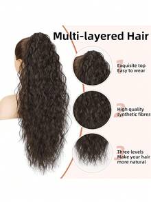 Ponytail Extension 30 Inch Drawstring Pony Tails Hair Extensions For Women Long Curly Ponytail Synthetic Hairpieces For Daily Use Auburn - Multicolor - View 8