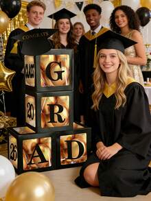 Bộ trang trí hộp bóng bay tốt nghiệp năm 2026, gồm 8 chữ cái tốt nghiệp "GRAD" và "2026", trang trí đầy tự hào cho các sinh viên tốt nghiệp năm 2026, phù hợp cho tiệc tốt nghiệp đại học và trung học. - nhiều màu - Xem 3