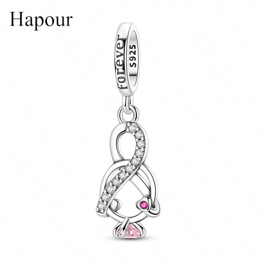 Hapour 无限爱心戒指吊坠，适配原装手链项链，925银精制珠子，DIY饰品，送给爱人的礼物 - BKSC506 - 查看 1