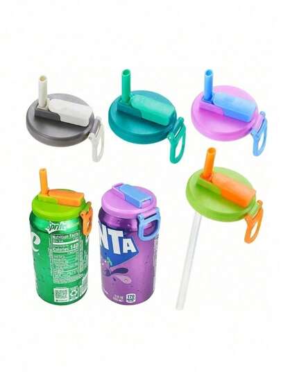 1pc Reusable Silicone Straw Cap, Creative New Straw Soda Can Sleeve, Suitable For Soda, Beverages, Juices, Sparkling Water Cans (Please Install According To The Steps To Prevent Straw Detachment), Essential For Summer, Suitable For Outdoor Camping And Vacations, And For Use By Children And Adults At Family Parties, Ensuring Clean And Hygienic Drinking Of Cola And Soda While Reducing Splashing.Cup Accessory, Back To School Supplies,Mother's Day Gift