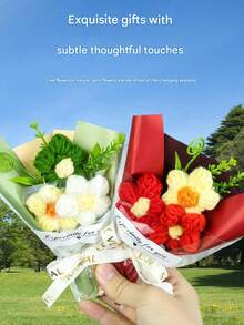1-3pcs Mini Artificial Flowers With Gift Bag, Suitable For Valentine's Day, Mother's Day Bouquets And Small Gifts - Multicolor - View 3