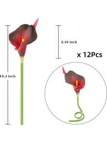 MEHELANY 12/6/1pc 酒紅色人造馬蹄蘭，長35cm，PU材質，人造花，馬蹄蘭花束，適用於居家婚禮裝飾、室內/室外裝飾、花園裝飾、派對裝飾、波希米亞風格裝飾、節日派對裝飾、母親節生日慶祝、日常禮物等 - 黑紅 - 查看 9