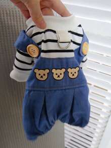 Pet Clothes, Suitable For Spring, Autumn And All Seasons, Cat And Dog Clothes With Leash - Blue - View 3