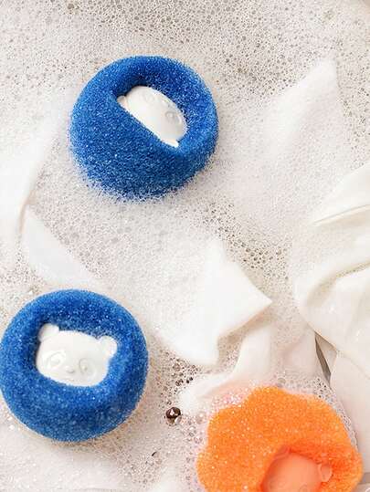 6pcs/12pcs Random Bear Shaped Pet Laundry Sponges, Anti- Balls, Reduce Wrinkles And Save Drying Time, Pet Hair Remover (Results May Vary), Suitable For Washing Machines, Reusable Drying Balls