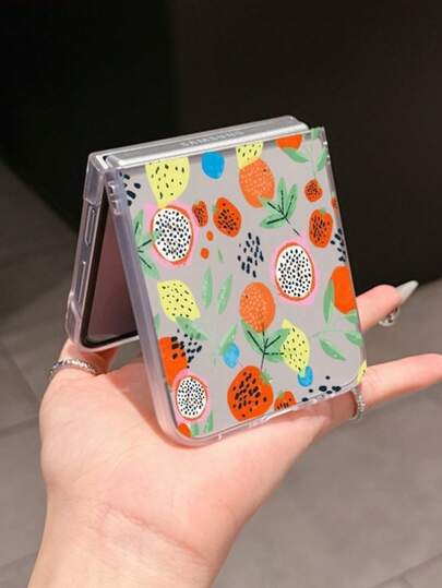 1pc Fashion Simple Matte PC Material Simple And Cute Fruit Element Folding Phone Case, Can Protect And Prevent Falling For: SamsungGalaxy Zflip 3/Zflip 4/Zflip 5/Zflip 6/Zflip 7/ Find N3 Flip/ Razr 50 Ultra/ Razr 60 Ultra/ 60/ Razr 50/XiaomiMIX Flip/Galaxy Z Flip7 FE