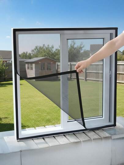 Bộ lưới chống muỗi màu đen, 75 kích cỡ, lắp đặt bằng khóa dán, lưới chống muỗi mịn, có thể tháo rời và tái sử dụng cho gia đình.