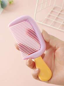 1pc Pastel Color Wide-Tooth Comb, Anti- Hair Brush, Suitable For Curly, Wet, Long Hair, Round Teeth Detangling Massage Scalp Brush, Women/Girls Portable Hairstyling Tool, Suitable For Dorm, Travel, Daily Use - Multicolor - View 5