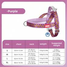 一套几何图案狗狗胸背带，弹簧升级防逃脱宠物胸带，适用于小型/中型犬，包含1个赠送的围栏 - 彩色 - 查看 25