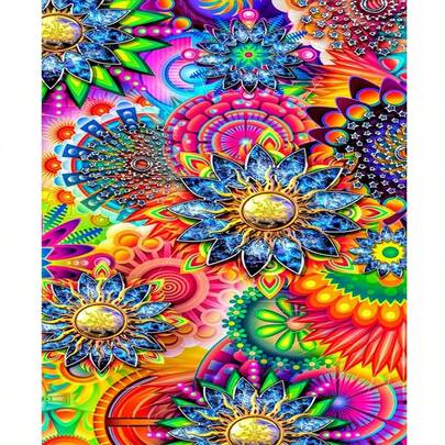 1pc 2D DIY Diamond Painting, Cross-Border E-Commerce Diamond Art, Colorful Abstract Floral Wall Decor Painting, Living Room Bedroom Decoration, DIY Handmade Diamond Painting, Perfect For Holiday Gifts