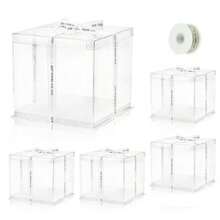 5 Pcs Transparent Cakes Boxs With Ribbon For Pastries10" X 10" -Clear Tall Cake Box- Gift Boxes With Lid For Wedding Party And Gift Display - View 4