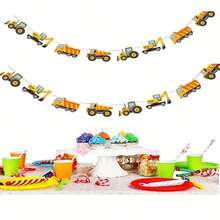 16pcs Construction Truck Theme Birthday Party Decorations, Birthday Banner - Multicolor - View 1