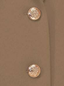 Conjunto de 2 piezas elegante para mujer de talla grande, chaqueta tipo cárdigan minimalista de unicolor y versátil + vestido ajustado de longitud media, adecuado para el uso diario, primavera/otoño/invierno - Albaricoque 34 - Ver 8