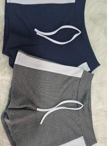 SET OF 2 CREPE KNIT SHORTS FOR WOMEN'S SUMMER FASHION - XANH ĐẬM VÀ XÁM - Xem 3