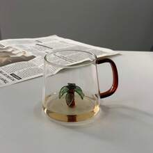Taza de vidrio borosilicato hecha a mano con diseño 3D de árbol de coco con asa, taza de café linda para uso doméstico - Marrón - Ver 6