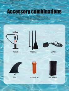 YHW-SURF 1 Set Inflatable Stand Up Paddleboard, Unisex Leisure Surfboard/Beach Surfing, Portable Inflatable Surfboard, Freedom Of Waves In Your Backpack - Mint Green - View 6