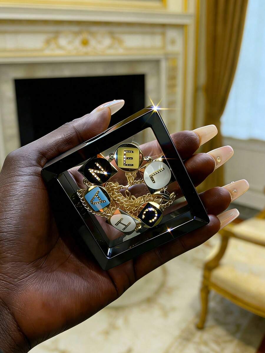 1件装时尚个性化珐琅字母项链，女士首饰 - 多色琺瑯時尚項鍊 - 查看 1