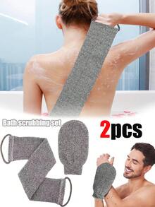 2/1pc Natural Scrubbing Set (Scrubbing Strip, Scrubbing Gloves), Does Not Harm The Skin, Gently Removes Body Stains, Ultra Long Back Cleaner, Double-Sided Shower Exfoliating Brush, Deep Cleansing And Awakens The Skin, Suitable For Men And Women - Multicolor - View 1