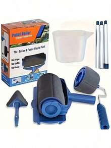 8pcs Stainless Steel Telescopic Handle Paint Roller Brush Set, 5-In-1 Multi-Function Wall Painting Tool Kit, 6" Roller Length, Suitable For Ceiling And High Walls - A - View 10