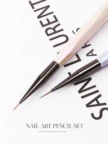 5-Piece Nail Art Brush Set, Effortlessly Draws Lines And Intricate Patterns; Comfortable Acrylic Handle For Fatigue-Free Grip; Multiple Sizes To Meet Various Nail Art Needs, Easily Create Salon-Quality Manicures At Home. Ultra-Fine Precision Tips For Smooth Lining. Sizes: 7/9/11/15/20mm - Multicolor - View 4