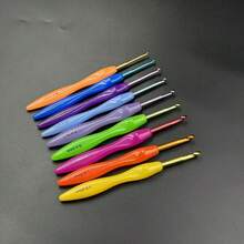 9pcs Colorful Plastic Handle Crochet Hook Set, Comfortable Non-Slip, Durable Aluminum Alloy Hooks, Multi-Size Yarn Knitting Tools - 9pcs - View 5