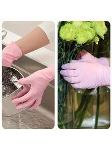 20只一次性丁腈手套，不含乳胶和粉末，适用于纹身师、美甲师、美容院，高品质清洁工具，美甲用品 - 黑色 - 查看 6