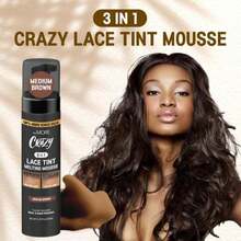 The MORE 3 In 1 Lace Tint Mousse, 6.76 Fl Oz, Medium Brown | Concealer For Lace Wigs, Hair Wigs, Toupees And Hair Pieces, Colored Edge Tamer - ColorC - 查看 6