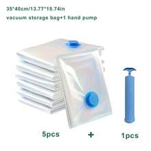 6件組透明真空收納袋＋抽氣幫浦／夏季旅行真空壓縮袋／居家收納壓縮袋／大容量防水收納袋／便攜旅行真空袋－防蟲防霉，適用於被褥與衣物 - 無色 - 查看 14