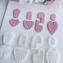 两件套波西米亚风格聚合物粘土切割模具，设计优雅，适合制作聚合物粘土耳环和陶瓷工艺品，细节精致。 - 白色 - 查看 4
