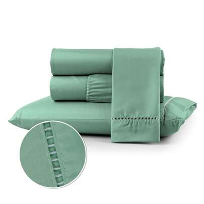 Kit Jogo de Lençol com Elastico Hipercal Luxo Toque Aveludado Fronhas com Ponto Palito Solteiro Casal Queen King