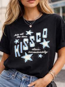 Show Harry Style Brazil 2026 T-Shirt Kissco Disco Globo Tour Streetwear  Oversized Blouse Kiss All The Time Show Hs Black Band Music Festival Show - 黑色 - 查看 5