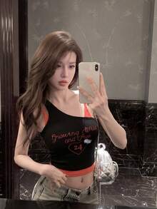 Sexy Backless Camisole Top With Chest Pads, Sleeveless Fitted Design - Black - View 4