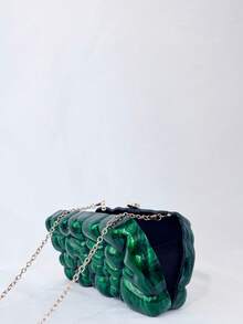 新款欧美不对称贝壳亚克力手拿包，时尚婚礼/派对手提包 - 綠色 - 查看 7