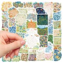 50pcs Maze Game Stickers For Notebook, Scrapbook, Planner, Luggage, Phone Case, Tablet, Skateboard, Guitar, Holiday Decoration, Self-Adhesive Sealing Stickers Scrapbook Supplies Stationery Funny Stickers Kindle - Maze Game - View 7